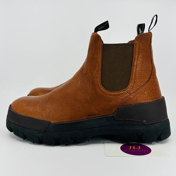 Polo Ralph Lauren Men's Oslo Brown Tumbled Leather Lug Chelsea Boots Size 7D - Picture 5 of 11